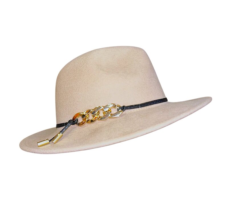 Seeberger 019871 Camel Woolfelt Fedora W/chain