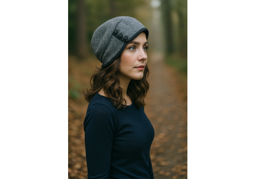 Seeberger Seeberger 019838 Anthracite Boiled Wool w/Buttons