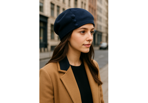 Seeberger Seeberger 019838 Navy Boiled Wool w/Buttons