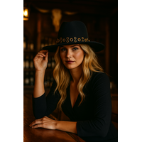 Seeberger 019873 Black Woolfelt Eyelet Fedora