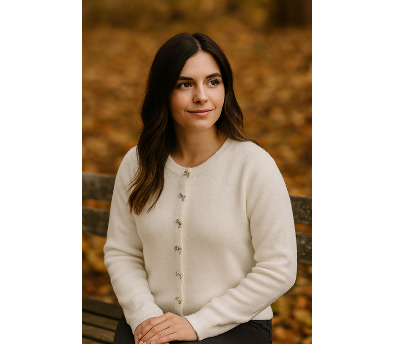 Esqualo 07719 Bow Button Soft Cream Sweater