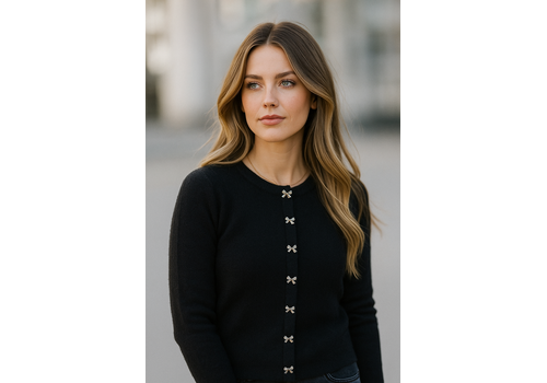 EsQualo A/W Esqualo 07719 Bow Button Soft Black Sweater