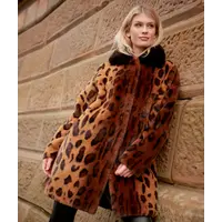 Pia Rossini GIGI Leopard Print Faux Fur Coat