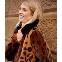 Pia Rossini GIGI Leopard Print Faux Fur Coat
