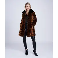Pia Rossini GIGI Leopard Print Faux Fur Coat