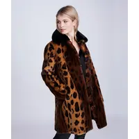 Pia Rossini GIGI Leopard Print Faux Fur Coat
