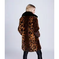 Pia Rossini GIGI Leopard Print Faux Fur Coat