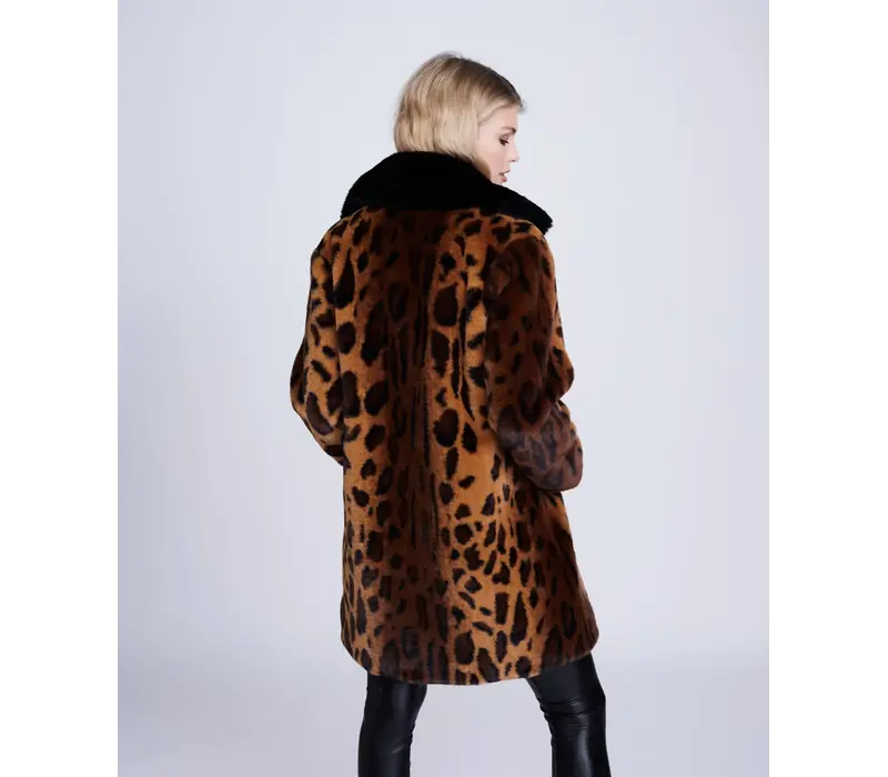 Pia Rossini GIGI Leopard Print Faux Fur Coat