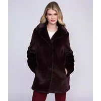 Pia Rossini DONATELLA Faux Fur Burgundy Coat