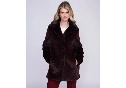PIA ROSSINI A/W Pia Rossini DONATELLA Faux Fur Burgundy Coat