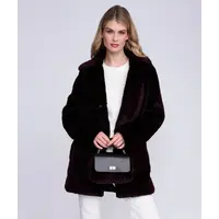 Pia Rossini DONATELLA Faux Fur Burgundy Coat