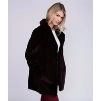 Pia Rossini DONATELLA Faux Fur Burgundy Coat
