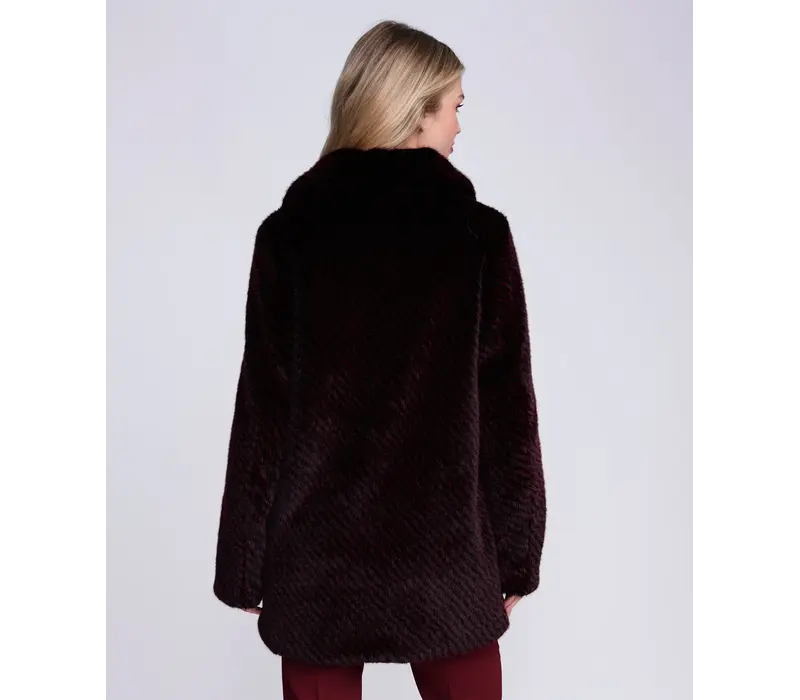 Pia Rossini DONATELLA Faux Fur Burgundy Coat