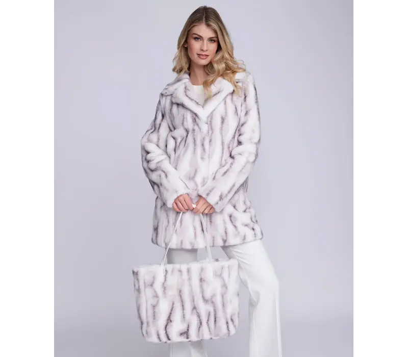 Pia Rossini MARILYN Faux Fur Silver Grey  Coat