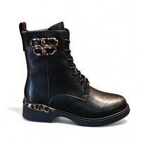 REDZ A3 Black Leather with Leopardprint detail