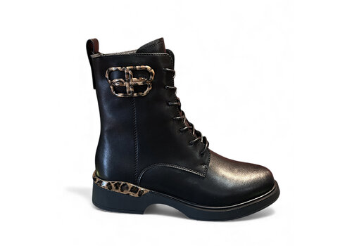 REDZ REDZ A3 Black Leather with Leopardprint detail