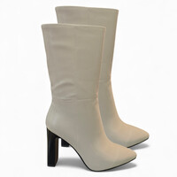 REDZ A1005K Beige 10cm Heel Mid Calf Boot