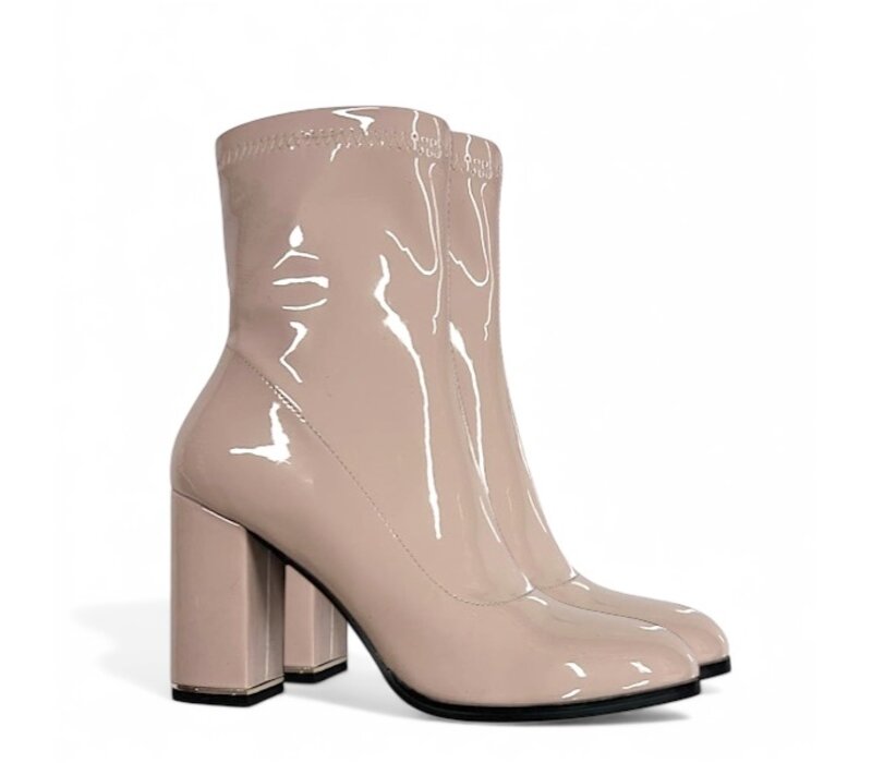 REDZ F830 Nude Patent Block Heel Boots