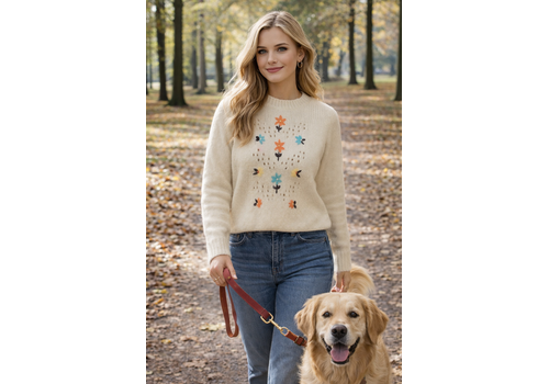 MD’M MD’M 3.50.210.24 Cream Flower Print Sweater