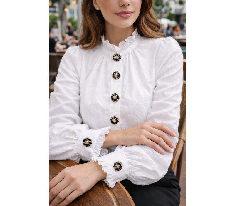 Button Cover LYRA Navy Crystal Flower