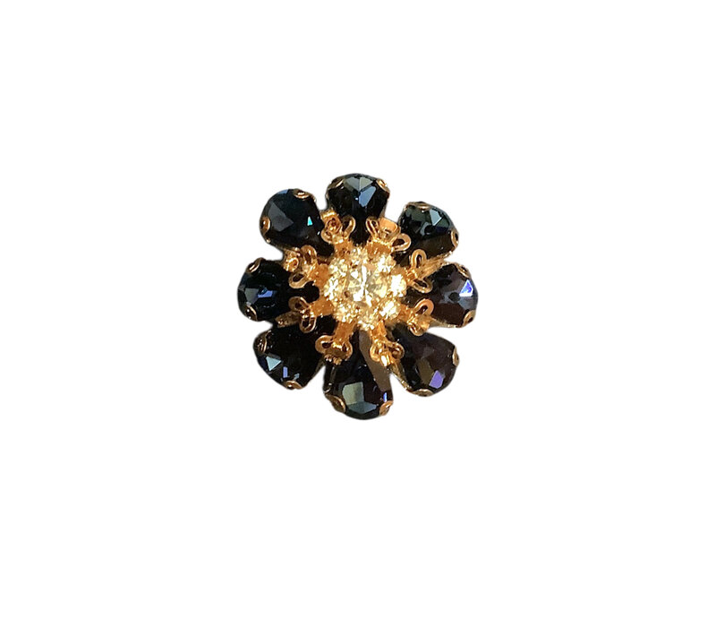 Button Cover LYRA Navy Crystal Flower