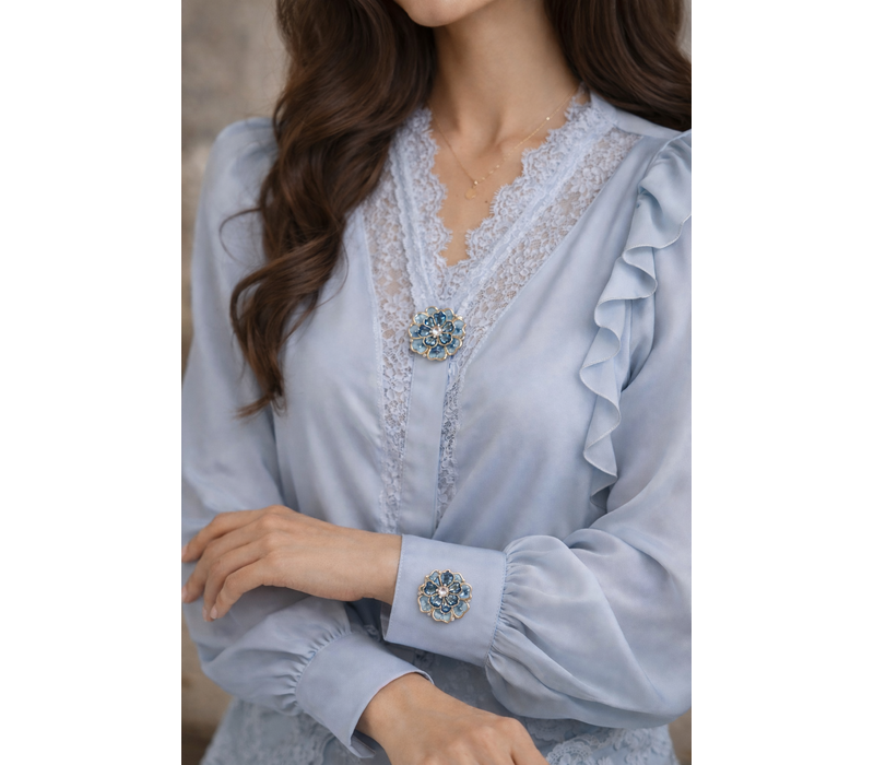 Button Cover AZURE large Glass Flower