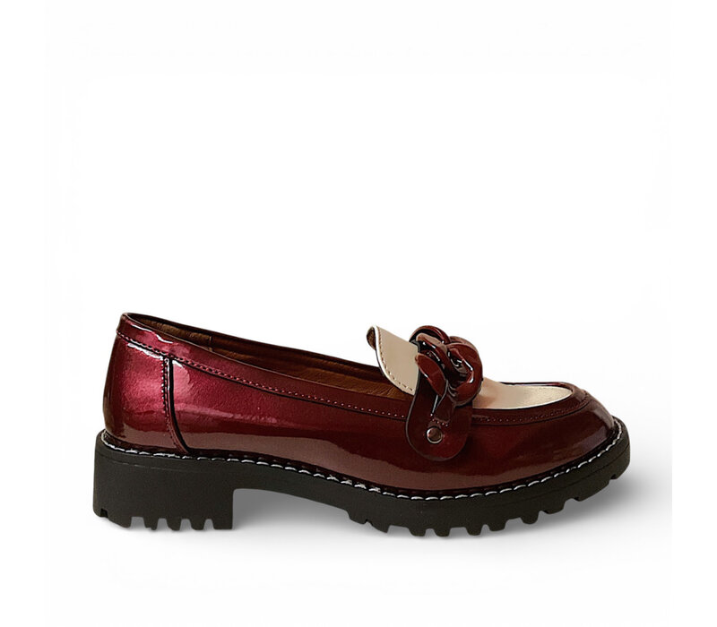 REDZ 187 Wine/Cream Chain Loafer