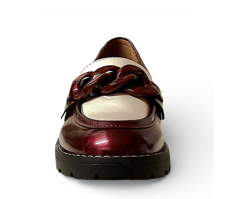 REDZ 187 Wine/Cream Chain Loafer