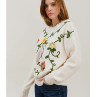 Mooya FM001 Cream Embroidered Sweater