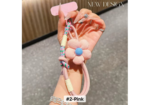 Footprints Mobile Phone Pink/Blue Lanyard Wrist Strap