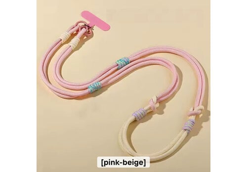 Footprints Mobile Phone Pink/Beige X-Body Lanyard