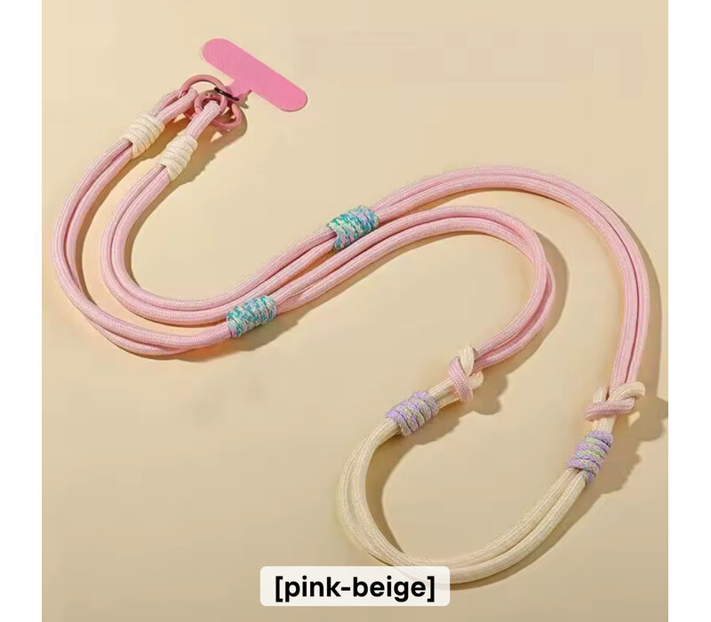 Mobile Phone Pink/Beige X-Body Lanyard