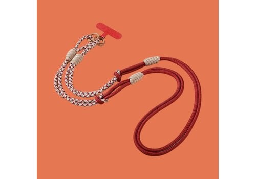 Footprints Mobile Phone Wine/Beige X-Body Lanyard