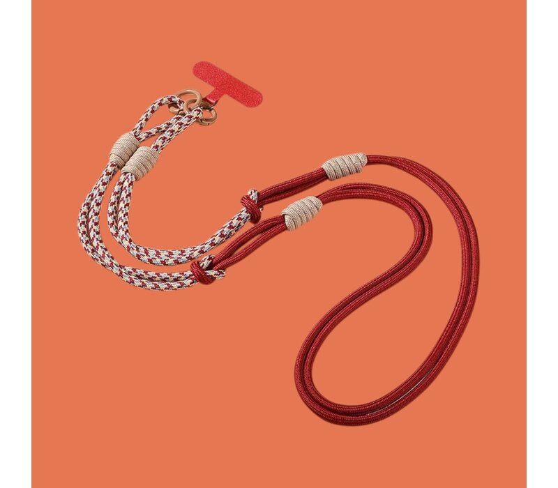 Mobile Phone Wine/Beige X-Body Lanyard