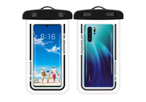 Footprints Waterproof Phone Pouch Black with Lanyard