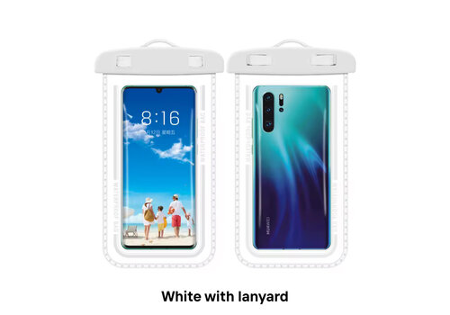 Footprints Waterproof Phone Pouch White with Lanyard