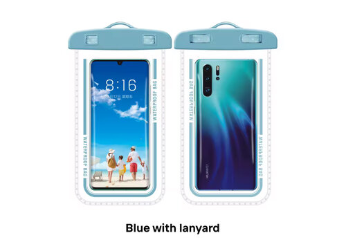 Footprints Waterproof Phone Pouch Blue with Lanyard