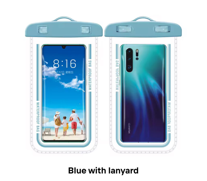 Waterproof Phone Pouch Blue with Lanyard