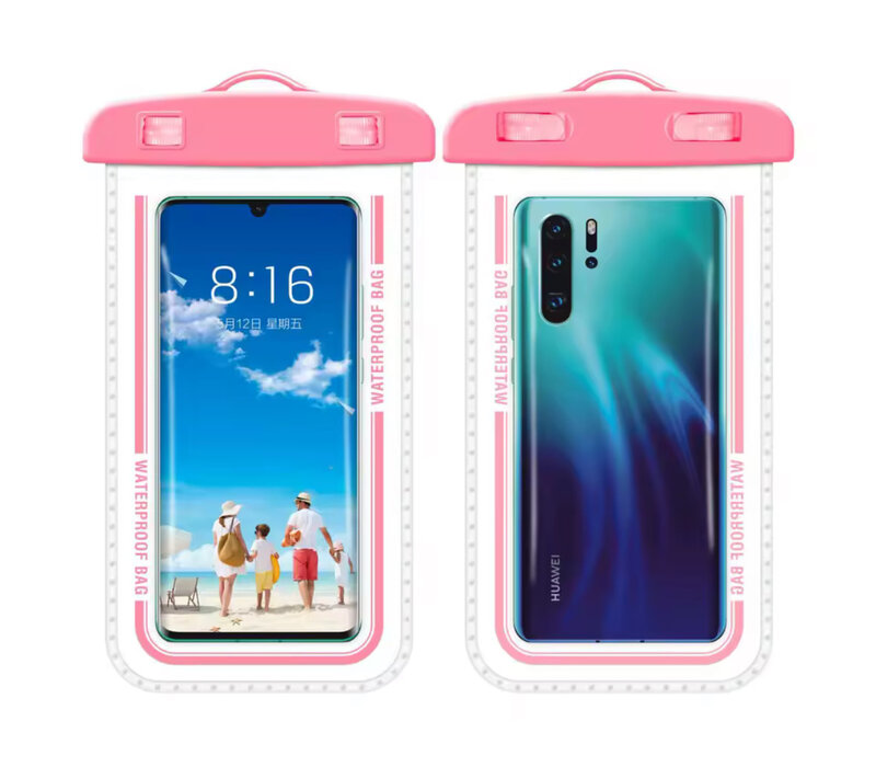 Waterproof Phone Pouch Pink with Lanyard