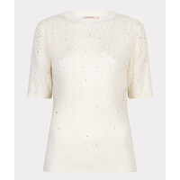 Esqualo 02034 Cream s/slve Top w/Diamontè