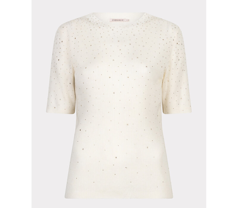 Esqualo 02034 Cream s/slve Top w/Diamontè