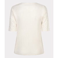 Esqualo 02034 Cream s/slve Top w/Diamontè