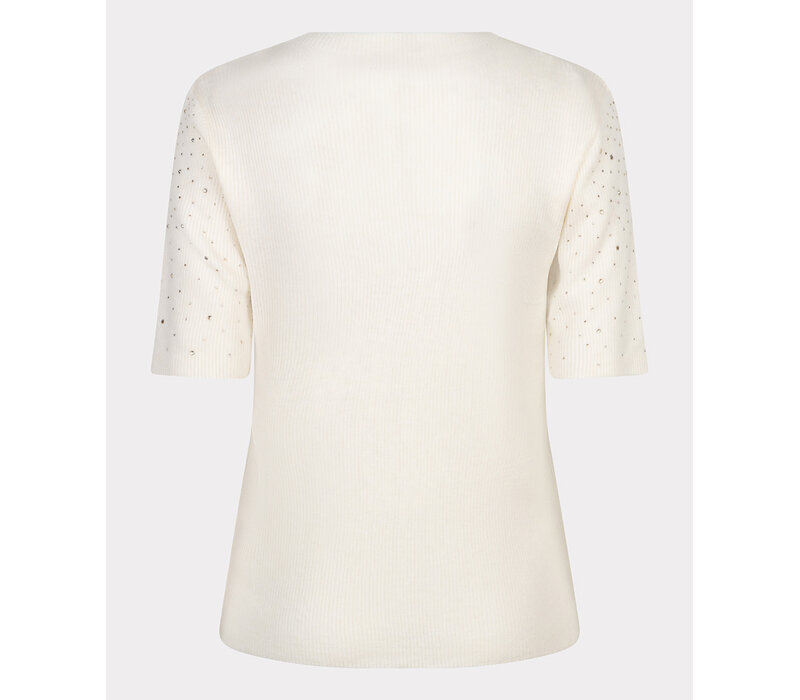 Esqualo 02034 Cream s/slve Top w/Diamontè
