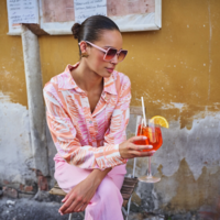 Esqualo 10030 Pink/Orange Print Blouse