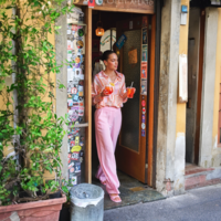 Esqualo 10030 Pink/Orange Print Blouse