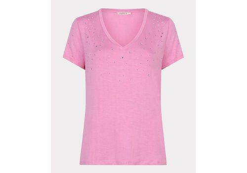 EsQualo S/S Esqualo 30019 Rose Pink V/neck Diamanté T
