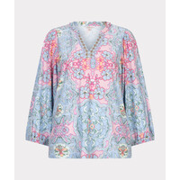 Esqualo 30014 Blue Multi V/Neck Print Top