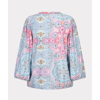 Esqualo 30014 Blue Multi V/Neck Print Top