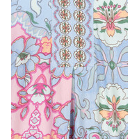 Esqualo 30014 Blue Multi V/Neck Print Top