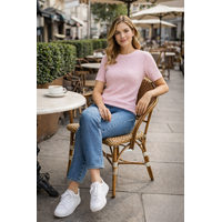 Esqualo 02034 Pink s/slve Top w/Diamantè